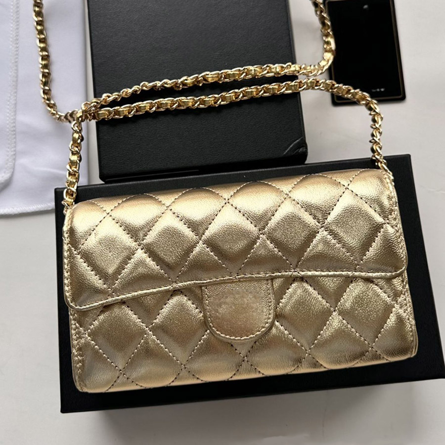 Shoulder Bags Classic Women Lambskin Wallets Quilted Flap French Mini Coins Card Holder Vintage Matelasse Hardware Chain Crossbody Large