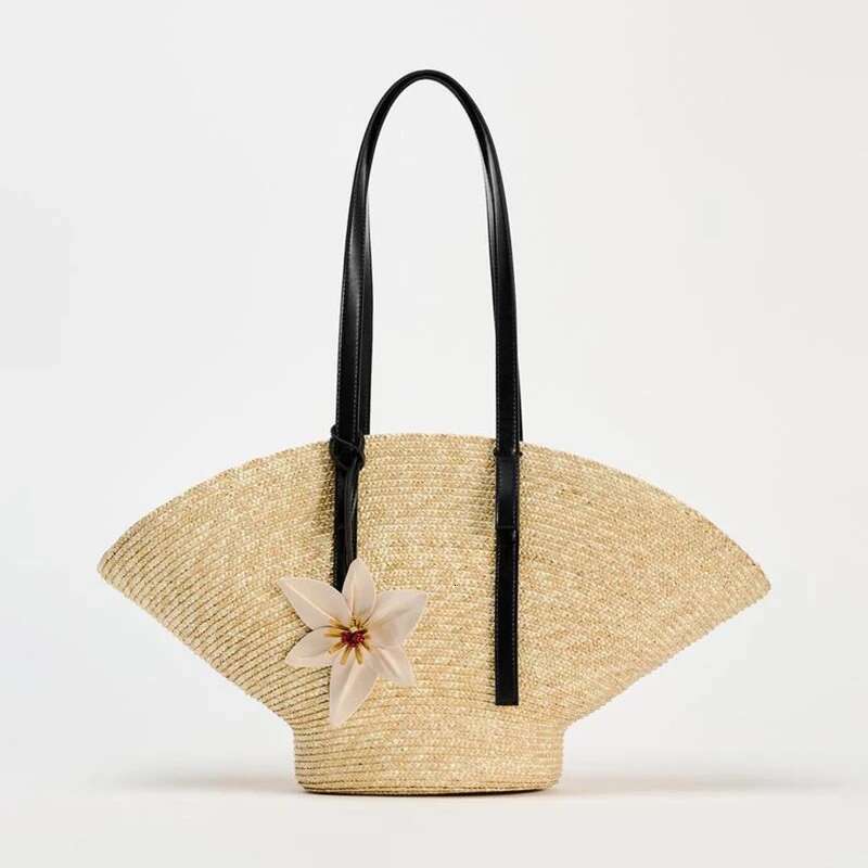 Straw Woven Handbags For Women Handmade Travel Seaside Beach Summer New Handle Bucket Shopping Tote Bag Basket Bolsa