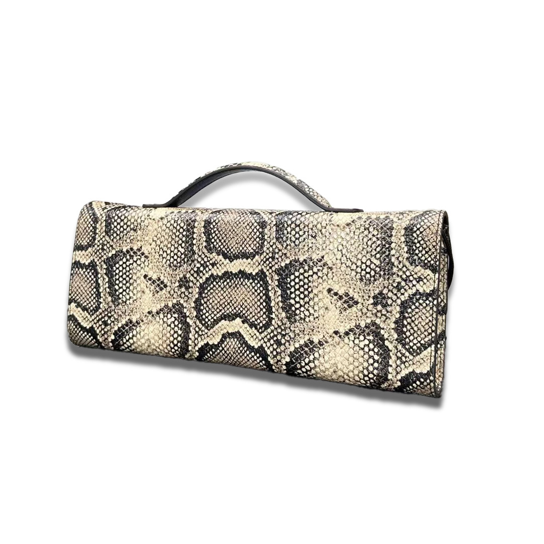 Handmade Snake Skin Pattern Woven Shoulder Bag for Women - Elegant Evening Handbag