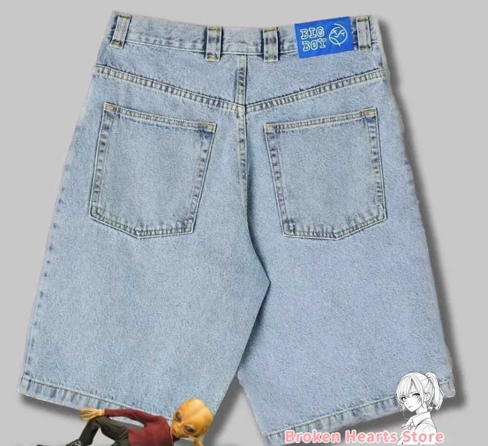Y2K Big boy Baggy Jeans Embroidery Denim Short for Men Streetwear Leisure Short Mujer Hot Traf Men shorts jean Skate jeans menXJ250117