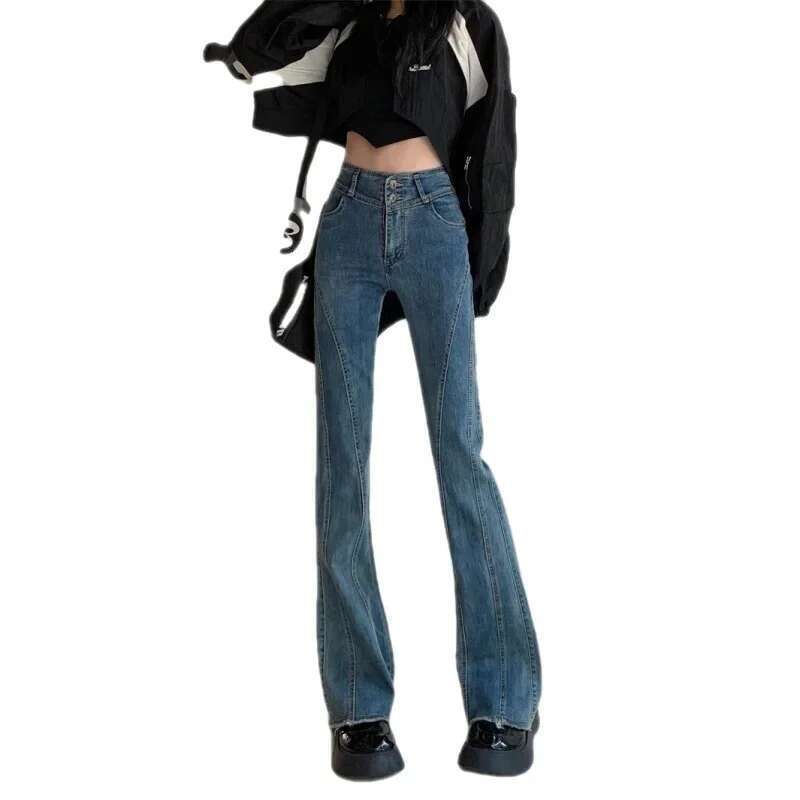 Plus Size Jeans Women's Spring 2023 New Slimming High Waist Micro Flare Cotton Stretch Denim Trousers For A Slimmer Silhouette