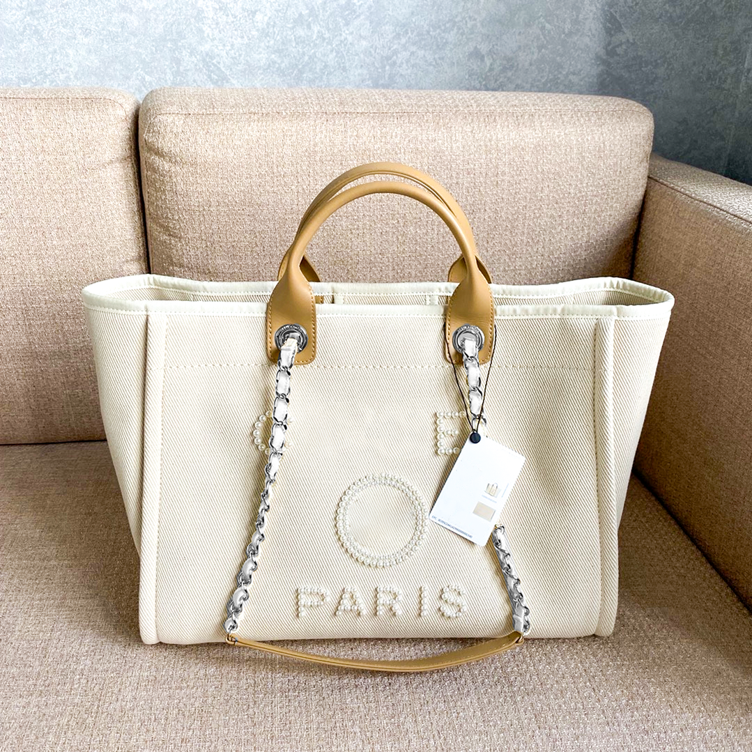 Luxury Designer Weekend Beach Bag Shopper Bags Women Handbags The Tote Pearl Canvas Mens Fashion Crossbody Linen Deauville Vacation Travel Lady Shoulder Purses