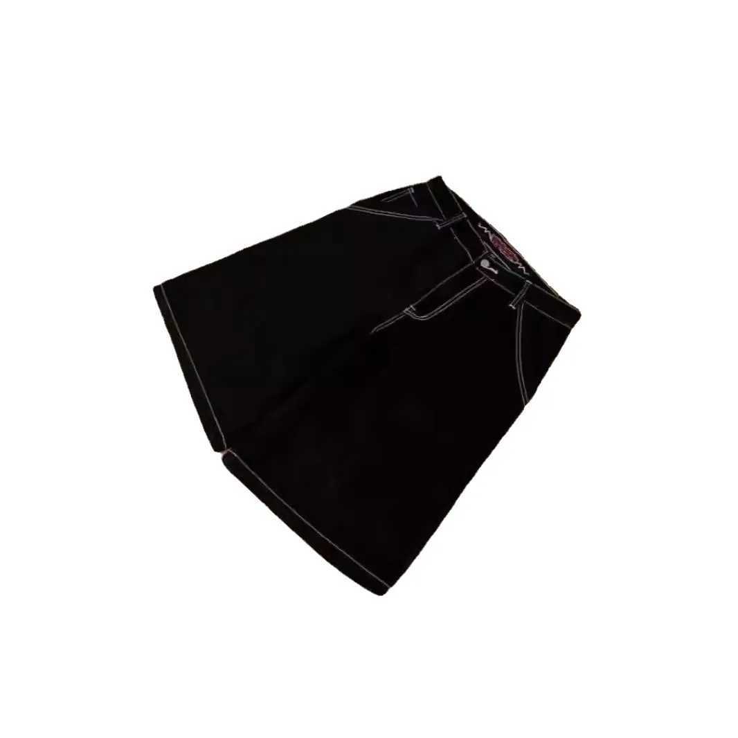 Street letter embroidery simple lazy popular denim shorts for mens clothing 2024 summer punk casual knee-length y2k baggy pantsXJ250117