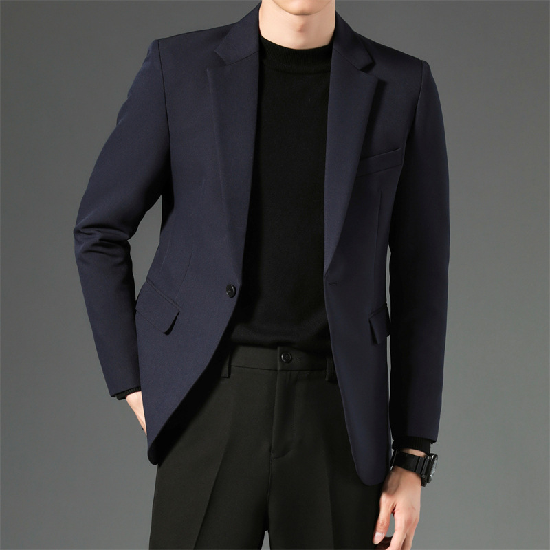 X121Stylish Men's Student Slim Fit Casual Suit - Long Sleeve Business Jacket for Young Professionals