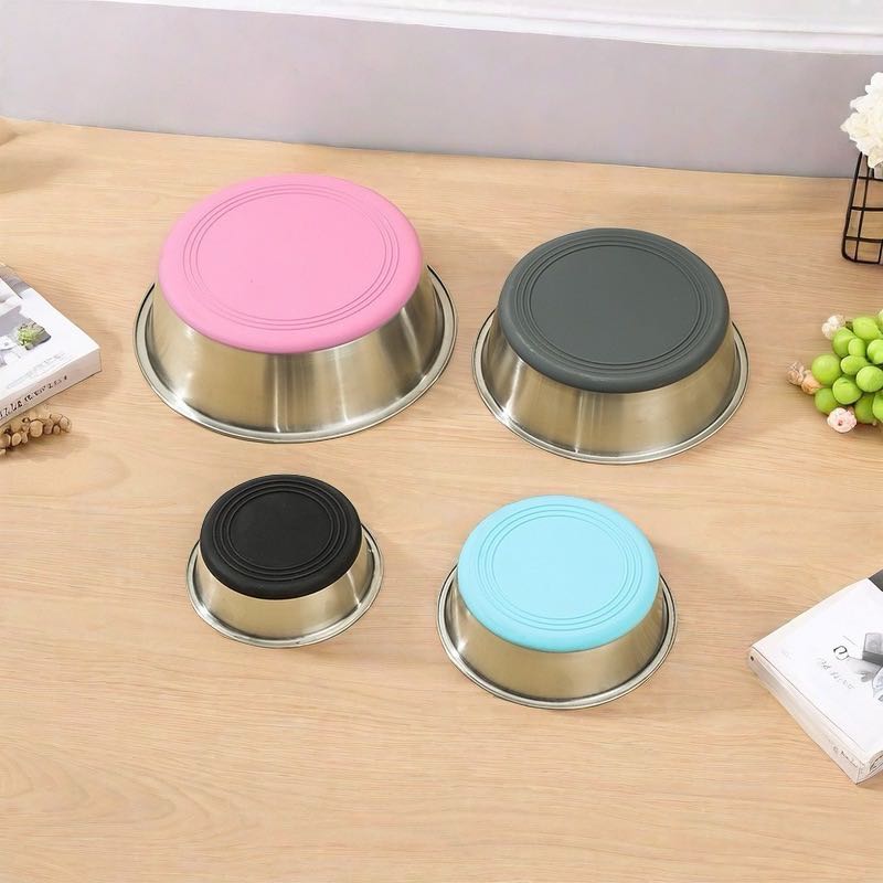 Pet stainless steel footprint dog bowl anti-tip non-slip cat bowl cartoon pet bowl cat supplies cute cat bowl