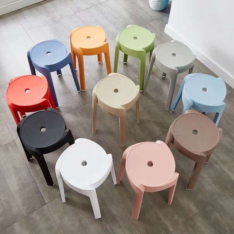 0152 Thick plastic household round simple stool that can be stacked, windmill rubber stool, dining table, high chair