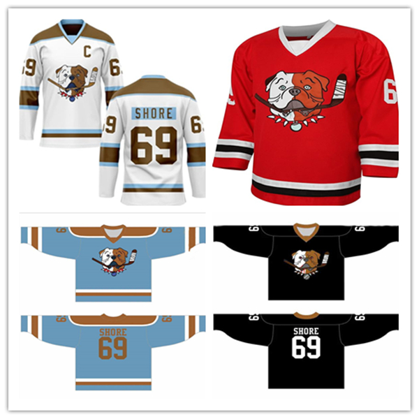 Men #69 Shoresy Hockey Jersey Letterkenny Shore TV Series Ice Hockey Jerseys Stitched Red Blue Black