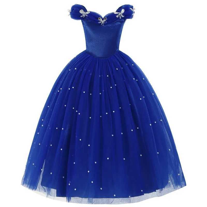 Cinderella Princess Same Cosplay Sle Dark Blue Girl Luxury Dress Off-Shoulder Puff Skirt Christmas Par Girls Gift Z250117