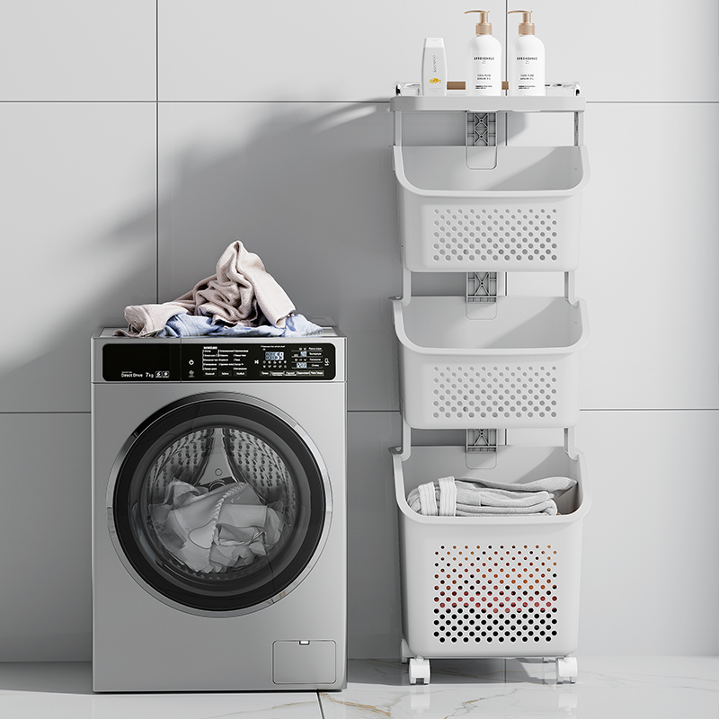 Compact Household Cleaning Bin with Integrated Holder - Enhanced Storage Efficiency for Washing Essentials