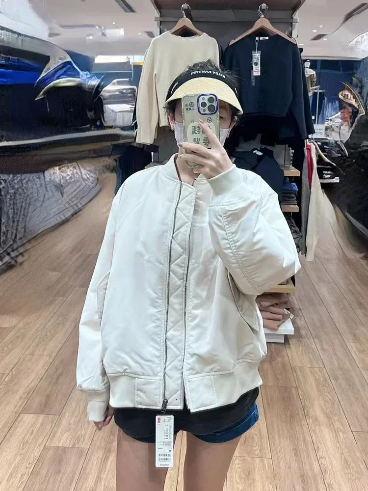 Juspinice Winter Warm Women Baseball Jackets Oversized Basic Coat Zipper Loose Bomber Jacket Female Outwear Chaqueta Mujer 250116