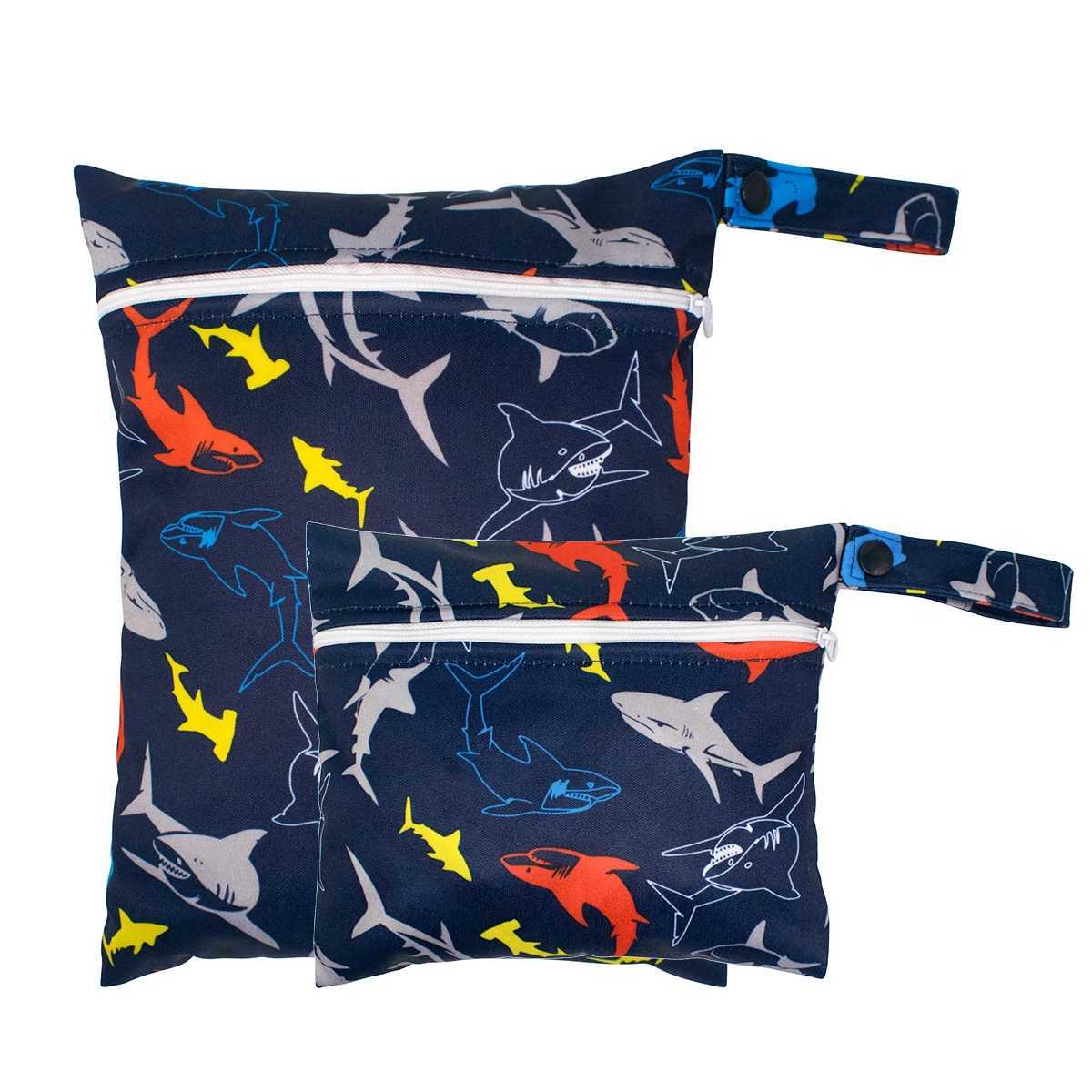 2pcs Set Smooth Zipper Pocket Multi-Scenario Use Can Be Hung Waterproof Reusable Diaper Cover WetBag Washable Yoga BagXJ250117