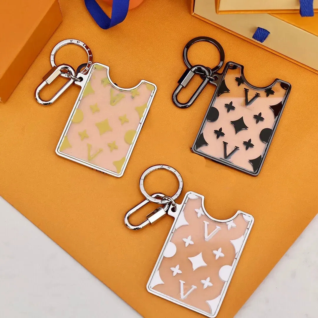 Transparent Designer Monogram Prism ID Acrylic Holder Key Chain Card Mountable Car Pendant Metal Fashion Personality Creative - Cute Bag Charm