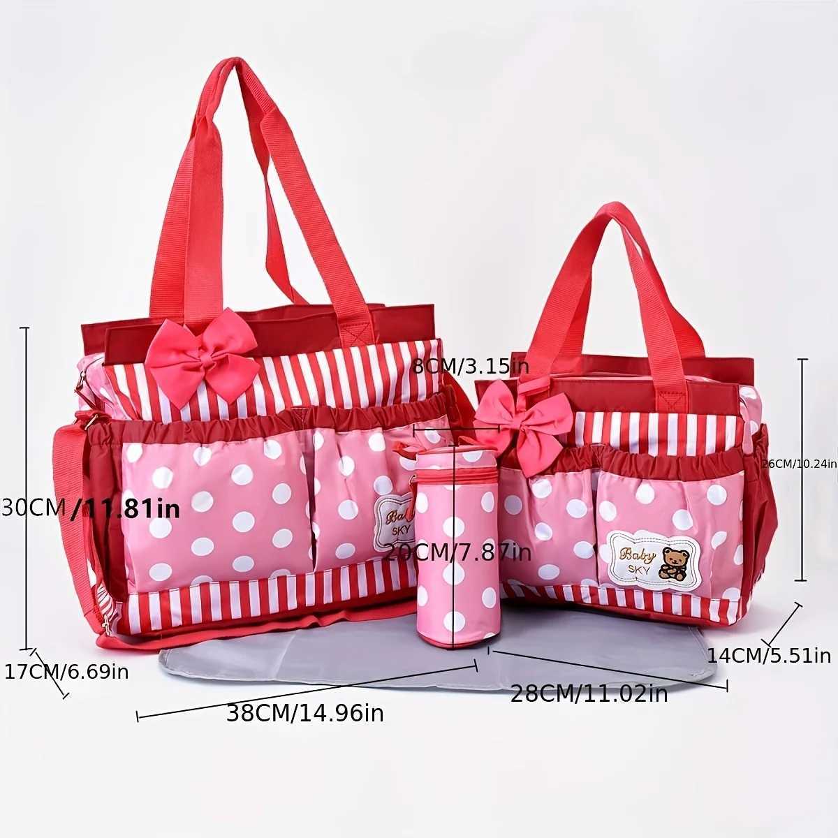 Fashionable printed mommy bag four piece set large capaci multifunctional one shoulder crossbody bag outdoor diaper bagXJ250117
