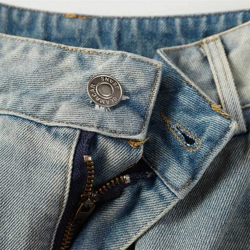 Y2K Washed Denim Shorts Vintage Blue Wide Leg Jeans Shorts For Men Summer Loose Casual Hole Ripped Shorts Blue Sweatpants PantsXJ250117