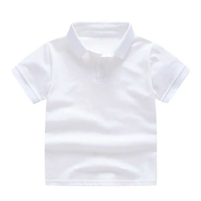 Solid Color Boys Girls Summer T-shirts Quality Cotton Uniform Polo Kids Tops Tees Fashion Childrens Clothes M250116