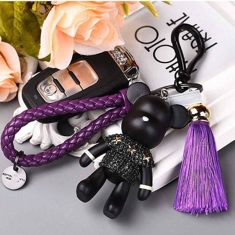 2021 Fashion Bomb Tassels Cartoon Popobe Gloomy Bear Keychain Cute Bag Charm Holder Cartoon Resin Key Chain W250116
