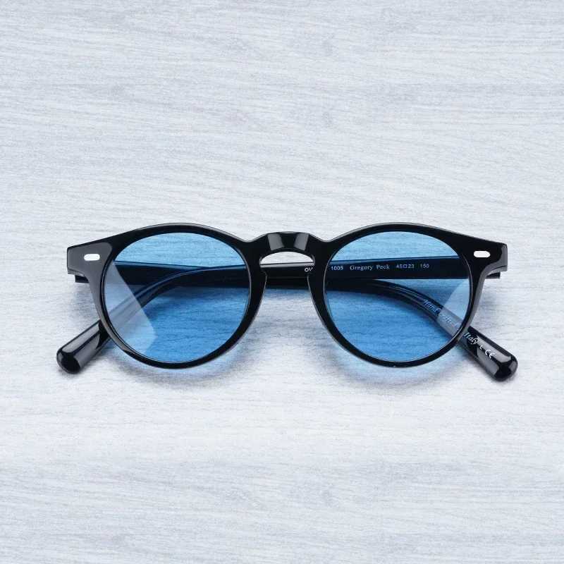 Gregory Peck Vintage Designer Sunglasses for Women OV5186 2023 Transparent Acetate Retro Round Polarized Sun Glasses Men W250116