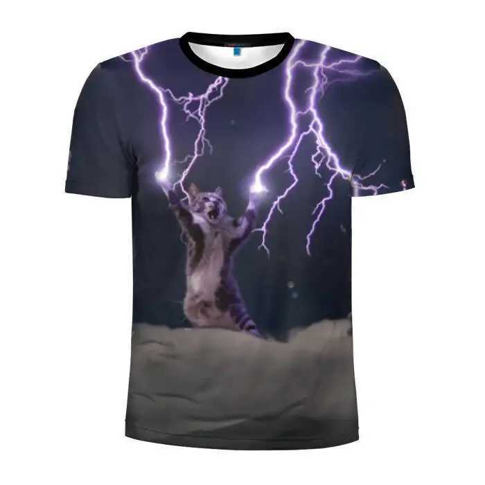 Funny Cat 3D Print Summer Mens O-Neck T-shirt Casual Short Sleeve Oversized Pullover Fashion Tops Trend Streetwear Men ClothingXJ250117