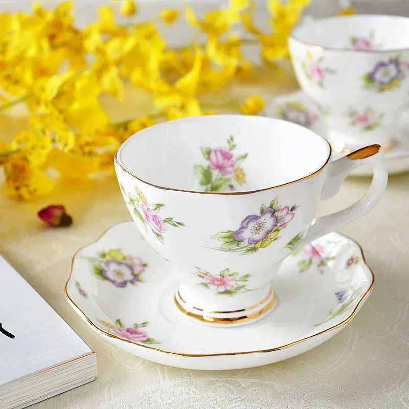 European Style Bone Coffee Cup Set Ceramic Tea Cup Coffee Cup Saucer English Afternoon Tea Ceramic Coffee Cup Set Z250102