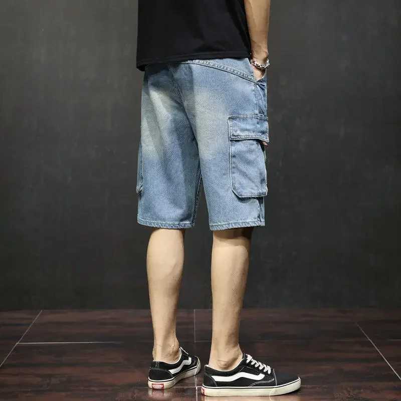 Male Denim Shorts Cargo Straight Mens Short Jeans Pants Ripped Cowboy Designer Original New in Jorts Y2k Blue Cut Retro Sale XlXJ250117