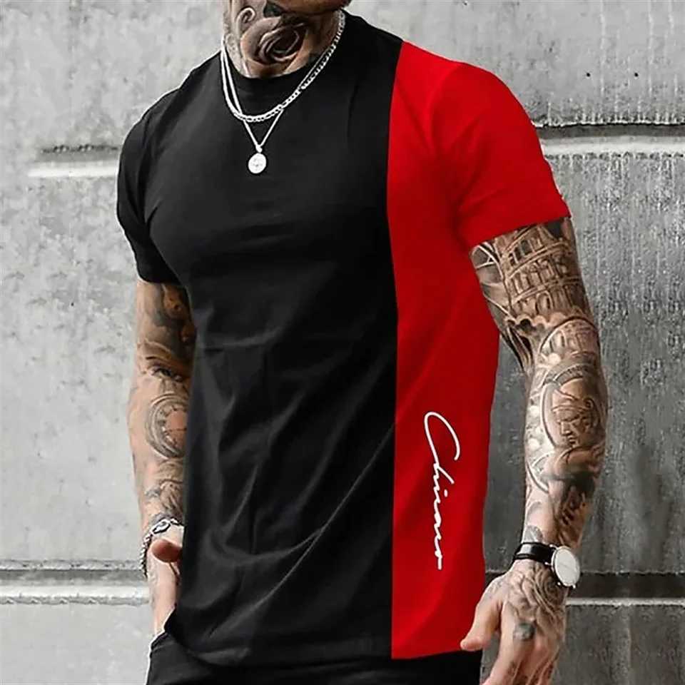 Mens Street T-shirt Summer Mens 3D Stripe Printing Short Sleeve Tops Fashion Everyday T Shirt Oversized Tee Shirt Men ClothingXJ250117