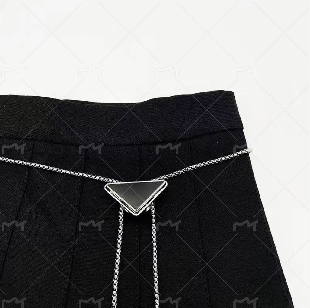 Waist Chain Belts Leather Ties Men Designer Tie Women Men Ties Enamel Triangle Thin Drawstring Lock Neckwear Fashion Solid Color Black White Luxury Neck Tie Clips