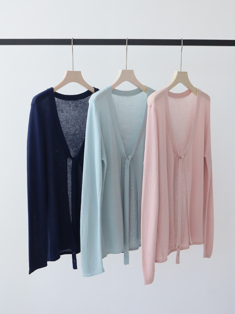 CRYJ1 Spring Collection for Her: -Silk Knit Sweater Jacket with Camisole Skirt - Elegant Lace-Up Top