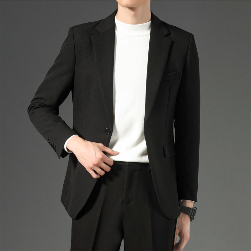 X121Stylish Men's Student Slim Fit Casual Suit - Long Sleeve Business Jacket for Young Professionals