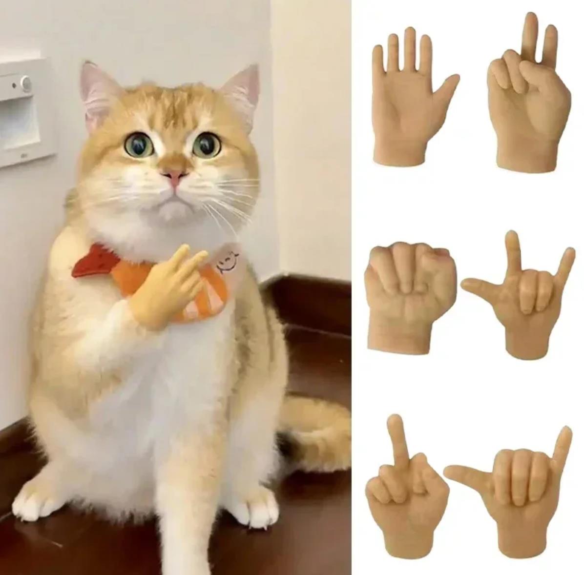 Cat Novelty Toys Teasing Cat TPR Soft Finger Gloves Funny Mini Hands Creative Finger Toys Fake Hand Cat Interactive Toys