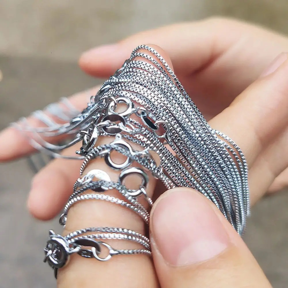 Multistyle 925 Sterling Silver Necklace Chains Water Wave Snake Female Clavicle Chain Simple Fashion Jewelry 18 inch Trendy 250114
