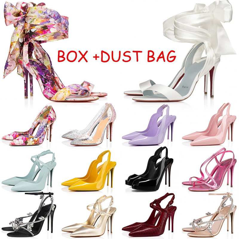 Christians louboutins red bottom heels With box Designer Pumps femmes talons fins transparent Upper Sling talons hauts semelle luxueuse caoutchou
