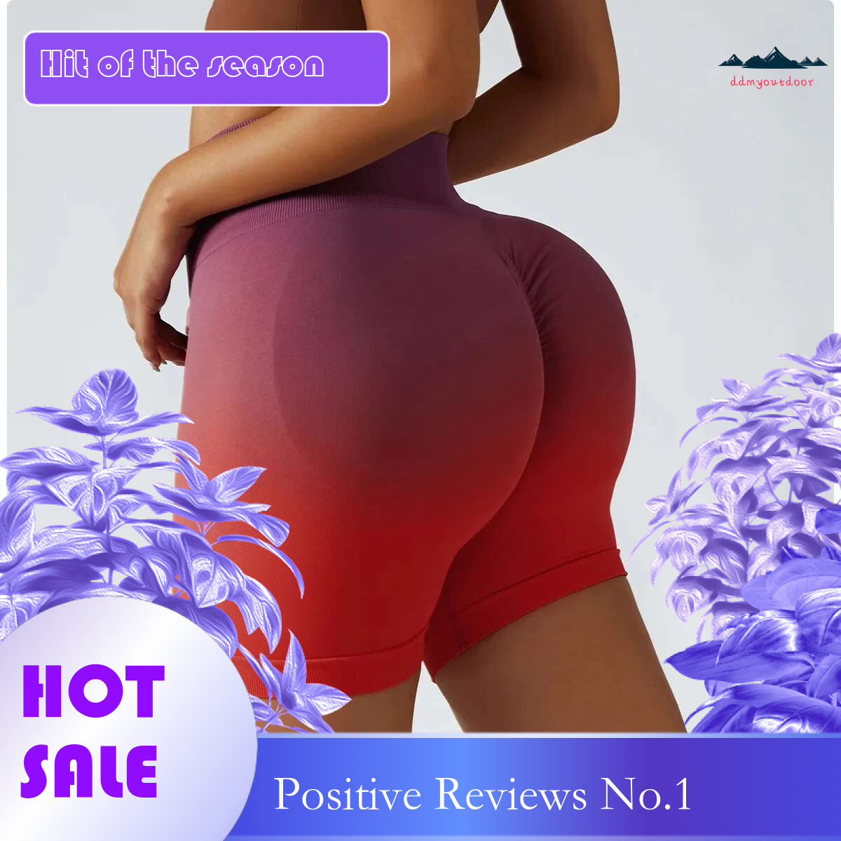 Ddmytiger China Domestic Gradient Seamless Yoga Gym Running Workout Tight Sports Shorts Women S High Waist Elastic Butt Lifting Fiess Pants Ddmytiger