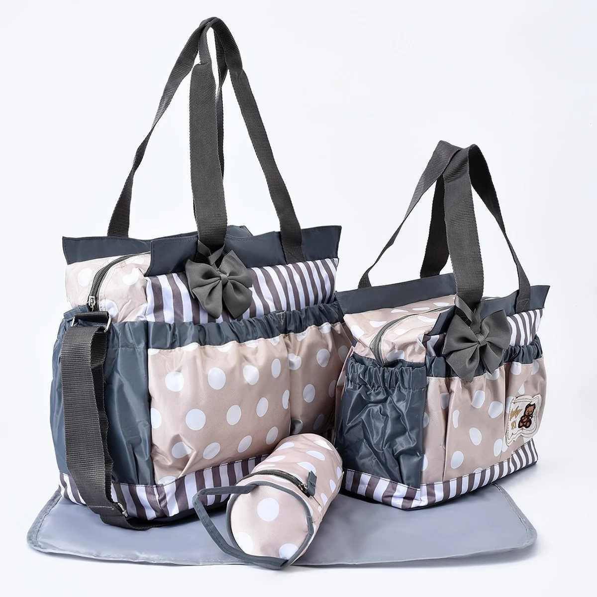 Fashionable printed mommy bag four piece set large capaci multifunctional one shoulder crossbody bag outdoor diaper bagXJ250117