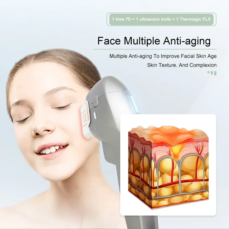 7D Facial Lifting Anti-Wrinkle Anti-aging Facial Beauty Salon Slimming Face and Body High Intensity Focused Ultrasound Machine Cartridges Wrinkle Remo