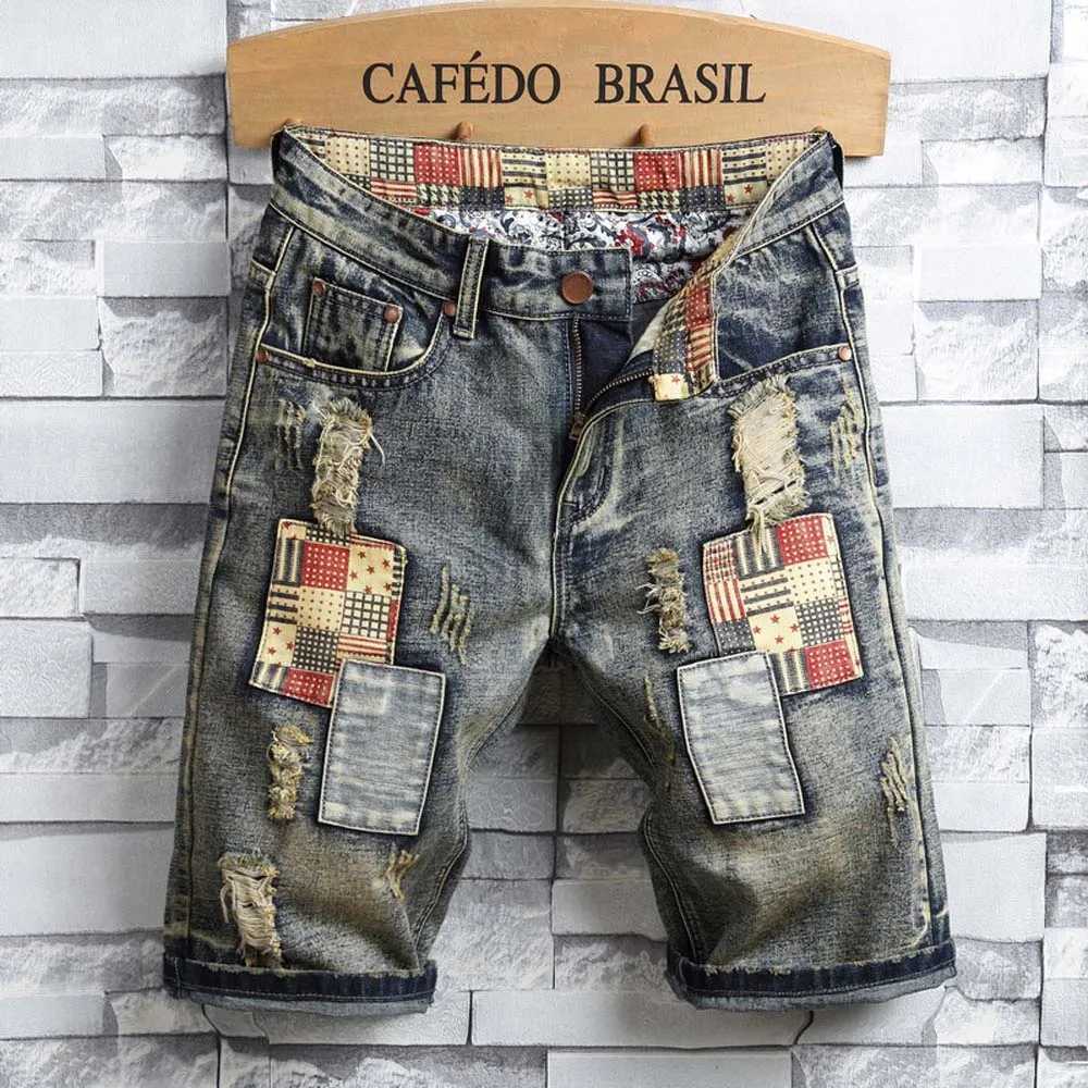 Y2k Mens Ripped Short Jeans Summer Streetwear Big Hole Fashion Casual Vintage Slim Beach Denim Shorts Men Brand Clothes 2023XJ250117