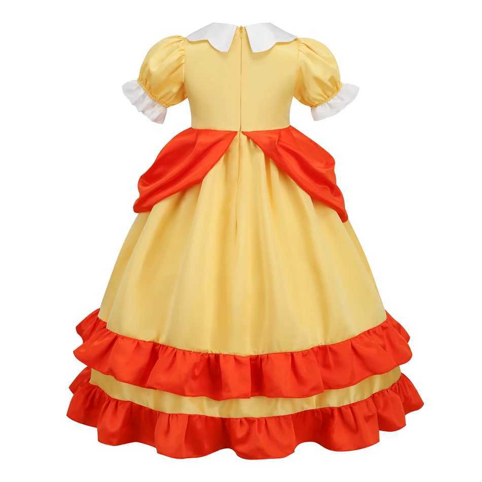 Game Princess Daisy Cosplay Costume Girls Cute Lolita LED Light Flashing Dress Fancy Halloween Carnival Wig Uniforms Clothing 6XJ250117
