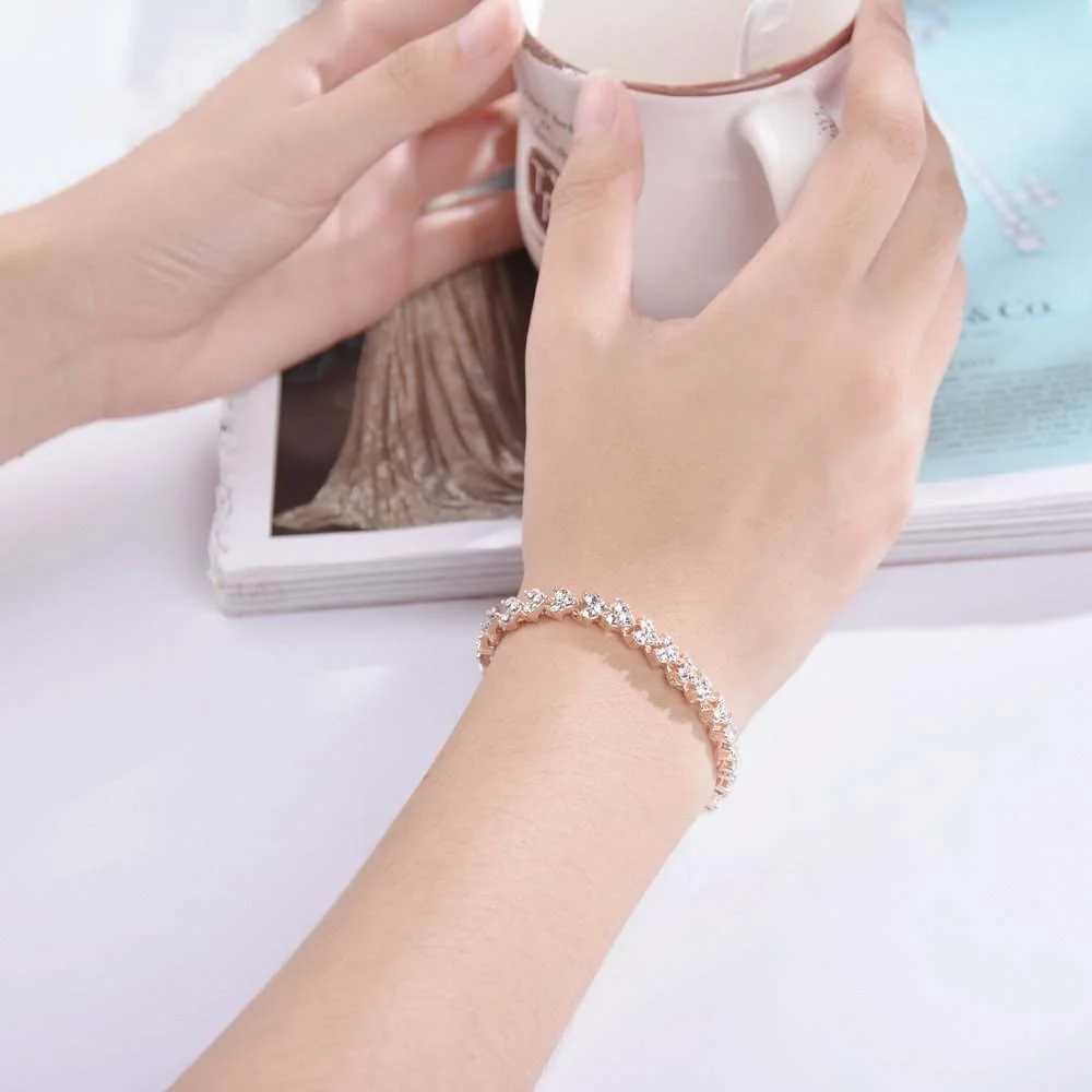 Fashion Charm CZ Tennis Bracelet for Women Crystal Zircon Jewelry Adjustable Gold Color Silver Color Box Chain Bracelets GiftXJ250117