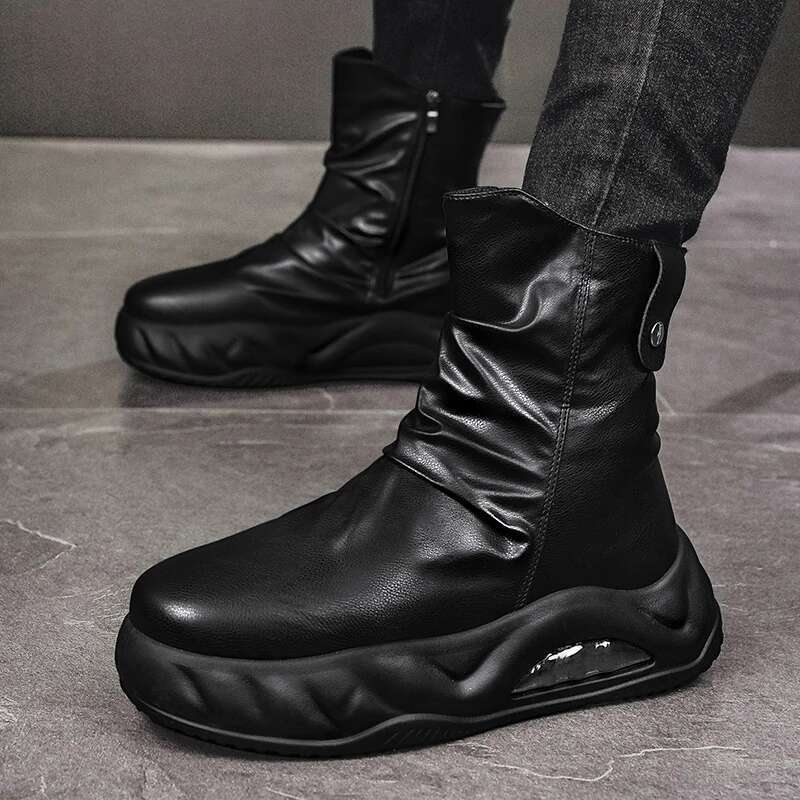 CYYTL Boots Winter Casual Mens Shoes Ankle Leather Cowboy Combat Tactical Hiking Outdoor Designer Tennis Sneakers
