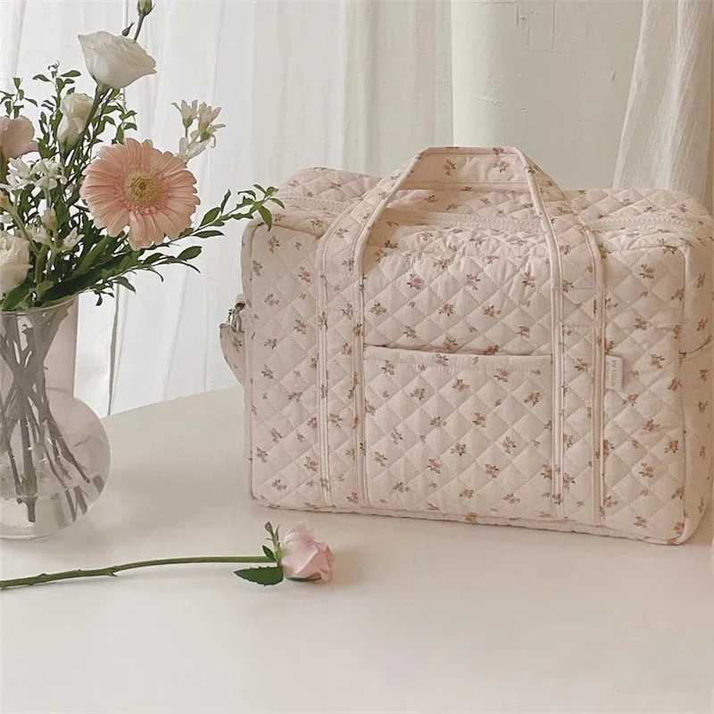 Lightweight Portable Pink Floral Multi-functional Mommy Bags Cotton Crossbody Babys Nappy Bag Mummy Shoulder BagXJ250117