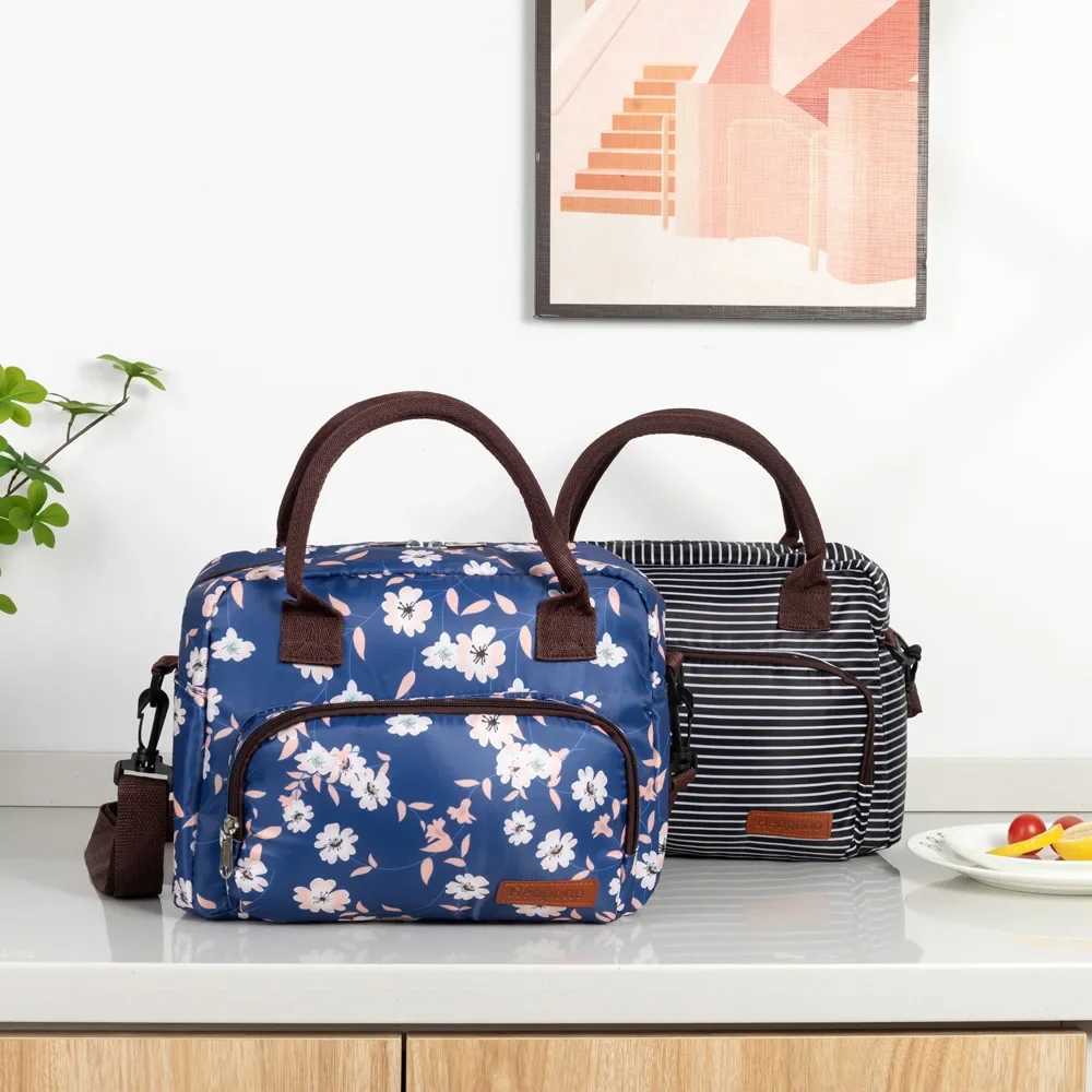 American Modern Simple Portable Mommy Ice Bag Diaper Bag Backpack Large Volume Fruit Cake Oxford Printed Crossbody Lunch BagXJ250117