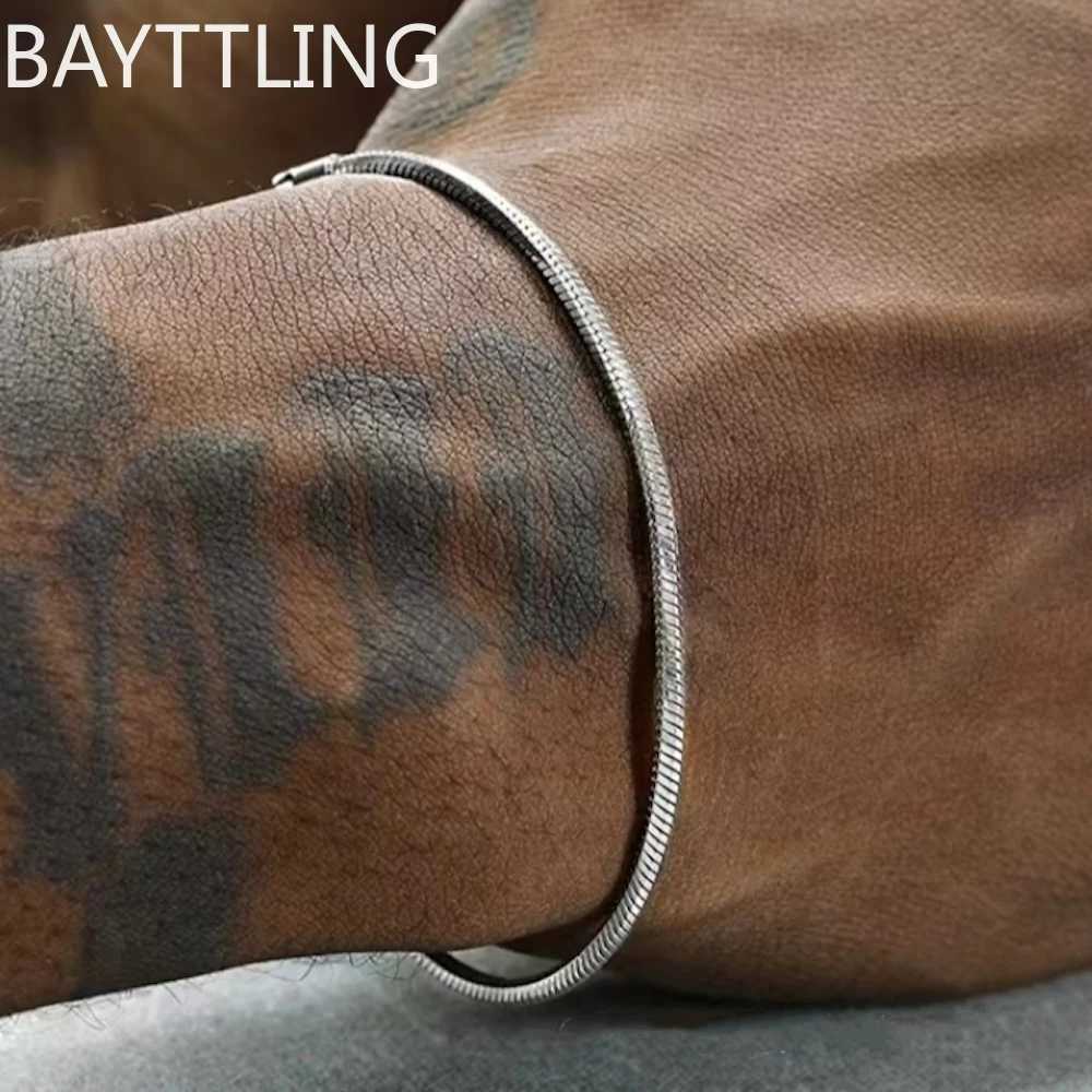 925 sterling silver 3MM 16-23cm Simple Snake Chain Bracelet Men Hip Hop For Women Fashion Charm Punk Party Jewelry Wholesale W250116
