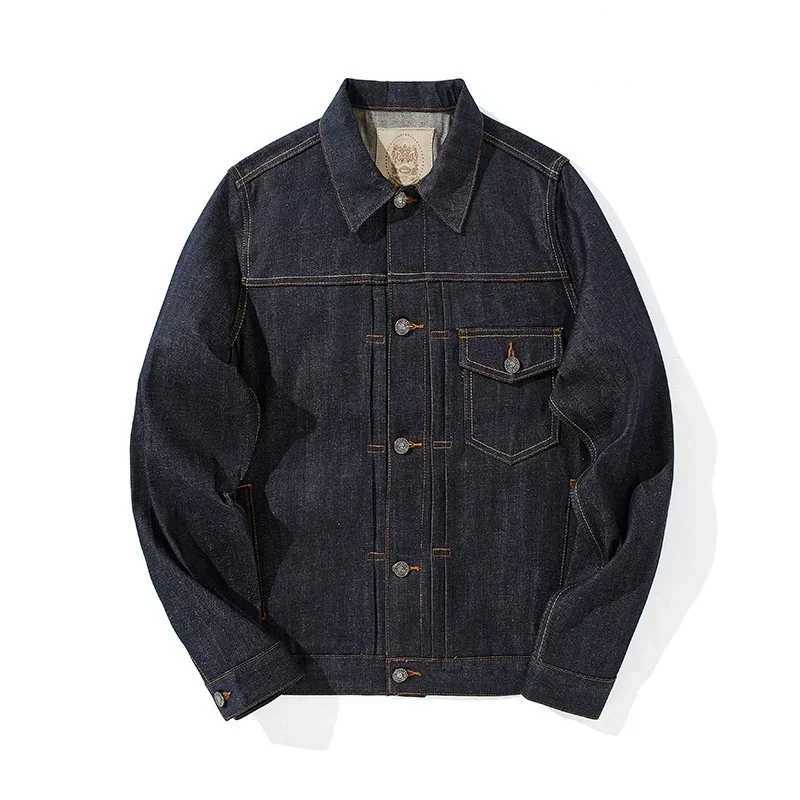 Mens Denim Jacket Japanese Retro Work Clothes Mens Jacket Long Sleeve Lapel Single Breasted Casual Outerwear Coats Cardigan Tops W250116