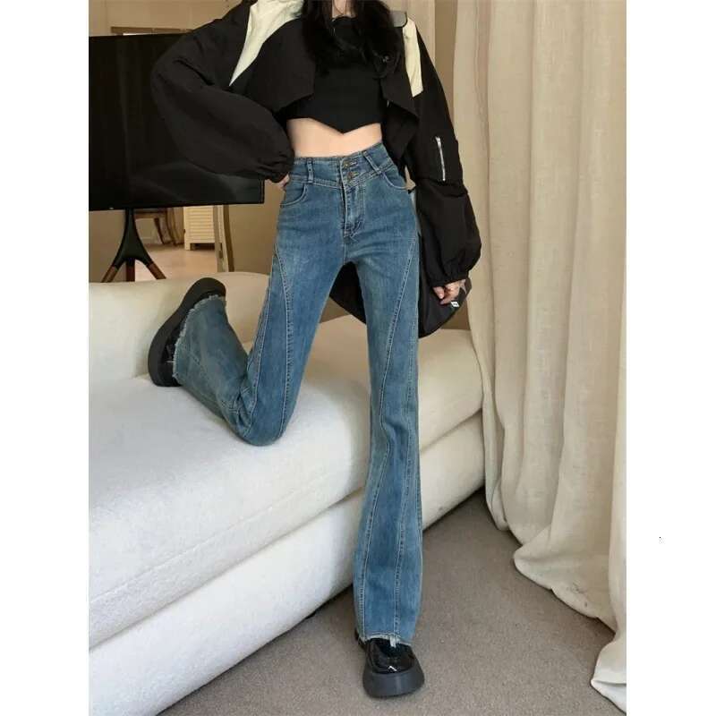 Plus Size Jeans Women's Spring 2023 New Slimming High Waist Micro Flare Cotton Stretch Denim Trousers For A Slimmer Silhouette