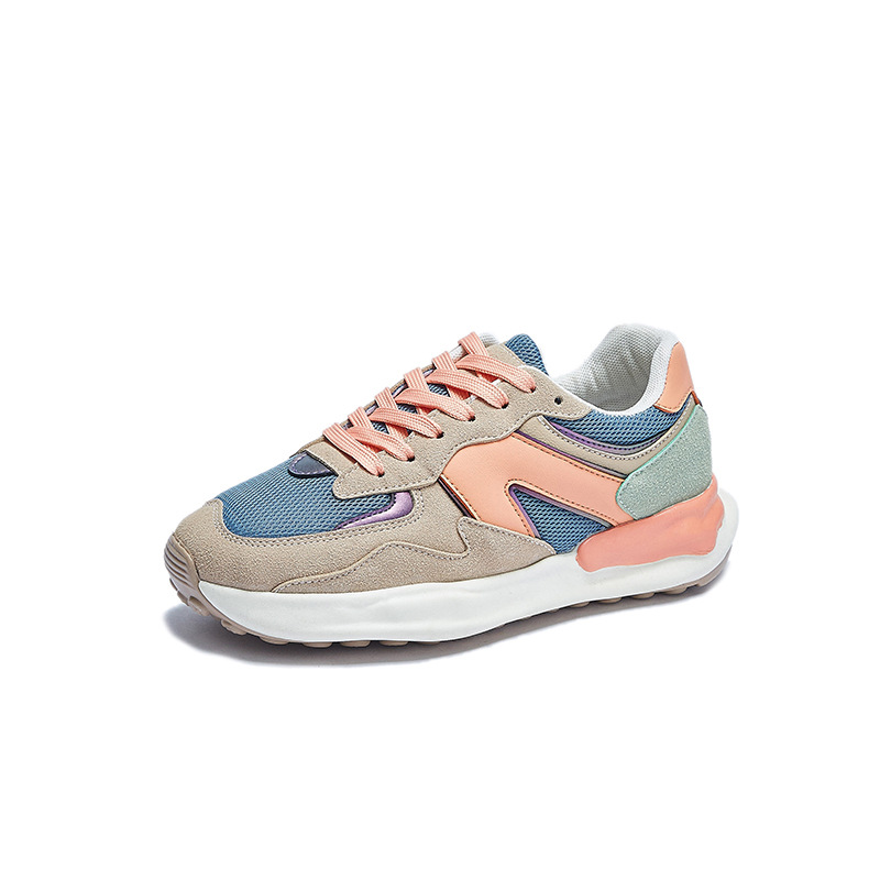 Women Sports Shoes Fashion Thick Sole Anti-slip Korean Version Running Versatile Training Sneakers Triple Black Beige Orange Free shipping