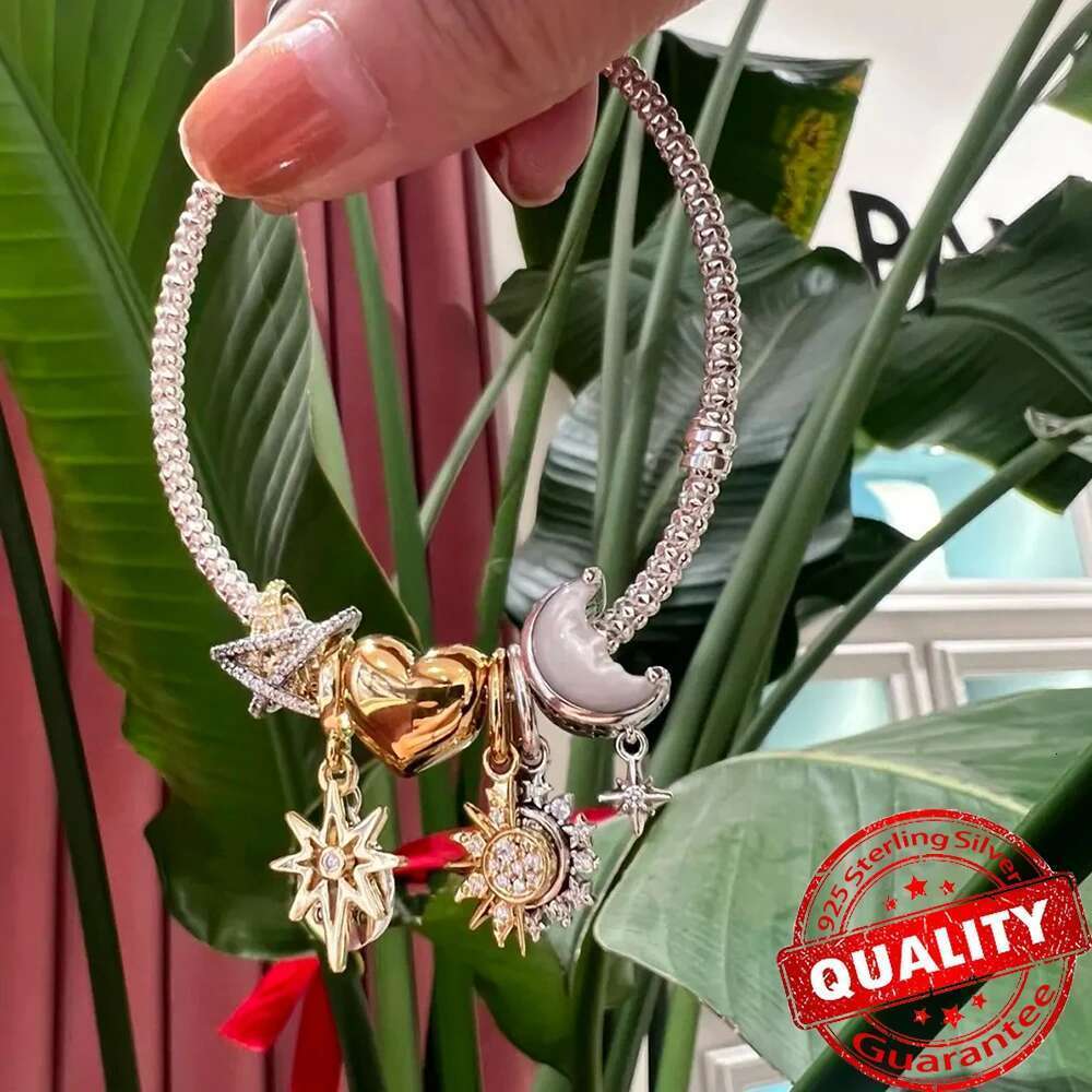 Classics 925 Popular Sterling Silver Lucky Star Heart Beads Dice Sparking Bow Dangle Charms Fit Silver snake Bracelet DIY Birthday Jewelry Gift For wo