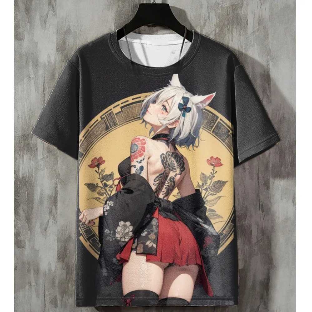 Anime Mens T-shirt Sexy Beauty 3D Printed T-shirts Harajuku Tees Short Sleeved Tee Casual Loose Oversized Men Y2k Clothing TopsXJ250117