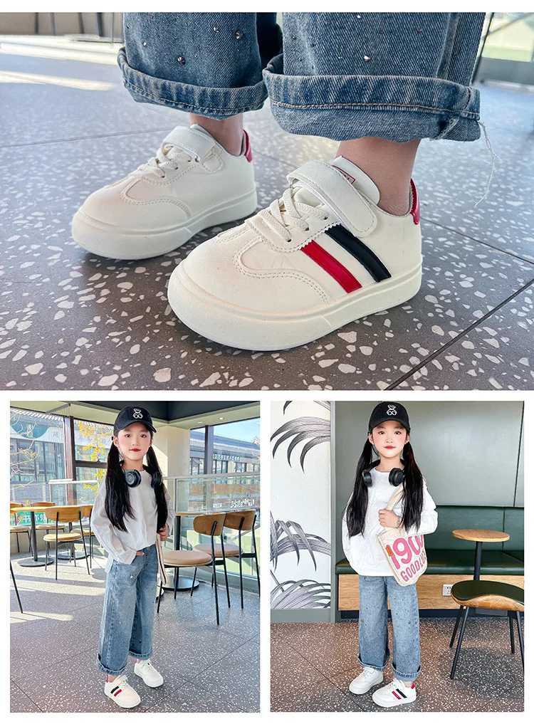 Athletic Outdoor Childrens Sports Shoes Spring and Fall Four Seasons Models Boys and Girls Non-slip White Shoes Soft Sole De Training ShoesY250116ZD7B