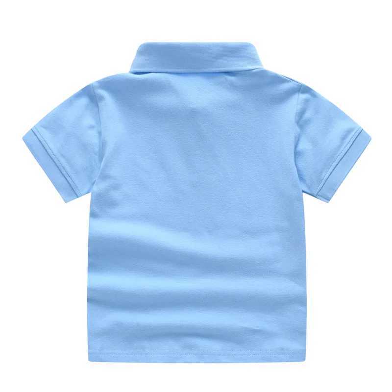 Solid Color Boys Girls Summer T-shirts Quality Cotton Uniform Polo Kids Tops Tees Fashion Childrens Clothes M250116
