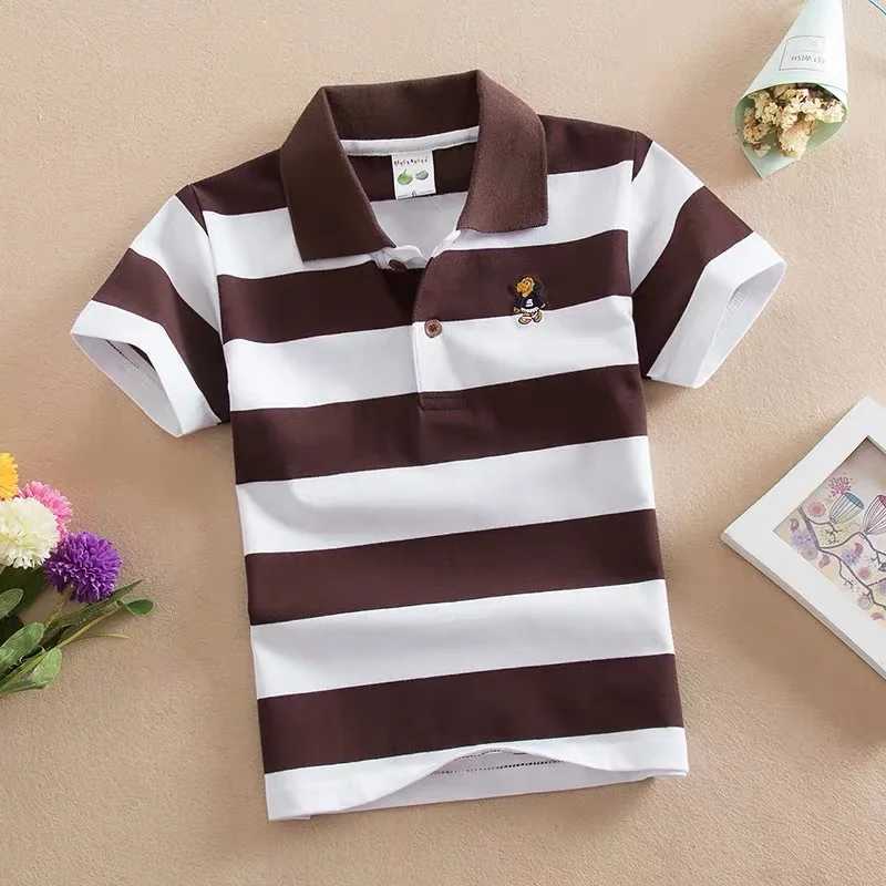New Summer Teen Boys 3-14Yrs Polo Shirt Kids Clothes Boys 8 To 12 Short Sleeve Striped Cotton T-shirt Children Teenager Girls To M250116