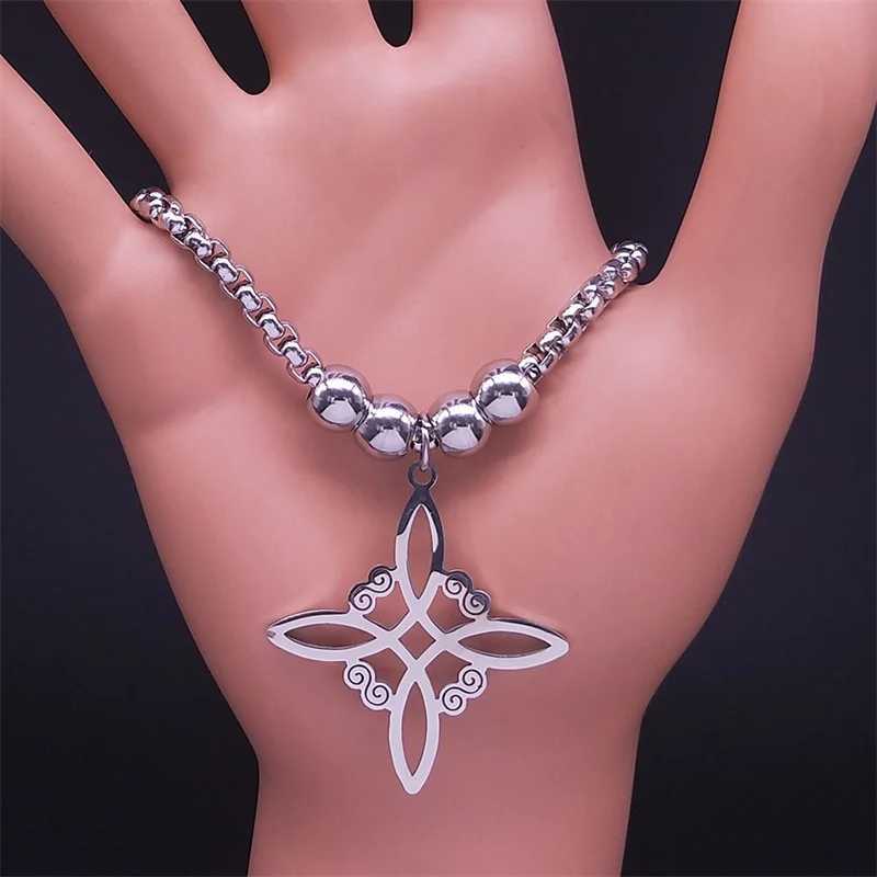 Wicca Celtic Knot Stainl Steel Bracelet Women/Men Silver Color Witch Geometric Irish Knots Bracelets Jewelry pulseras B7053S0XJ250117
